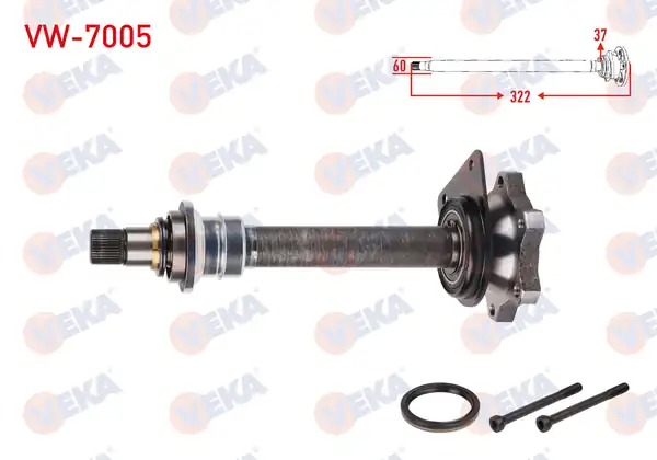 Veka VW 7005 Aks İlave Mili Ve Frezesi Ön Sağ Uzunluk 322mm Dış Freze 37 Volkswagen