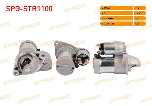 SPAGO SPG-STR1100 | Marş Motoru 12V 1.4Kw 13 Dıs Cw (Str3070) Astra G H-Corsa C-Combo-Meriva (1.7 Dizel Araclar İçin)