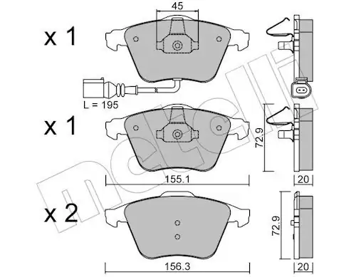 METELLİ 22-0549-4 | Fren Balatası Ön VW Golf VI 08 12 Polo 05 10 Audi A3 06 12 Seat Leon 09 12