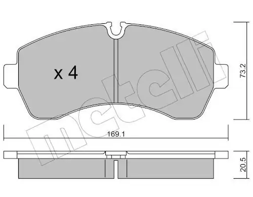 METELLİ 22-0673-0 | Ön Fren Balatası Çift Teker VW Crafter 06 16 Mercedes Sprinter 06 16 Sprinter 2017 W907