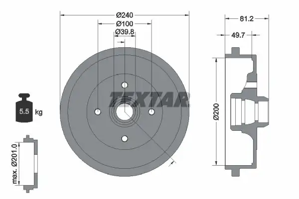 TEXTAR 94006700 | Kampana Vwarka ABS li AEE Aft 1y