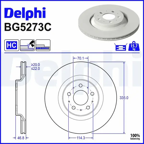 DELPHI BG5273C | Arka Fren Diski Tesla Model Y Performans 23
