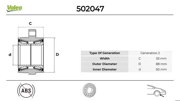 VALEO 502047 | Ön Teker Rulmanı Mitsubishi L200 Cr Su Dıd 2005 >