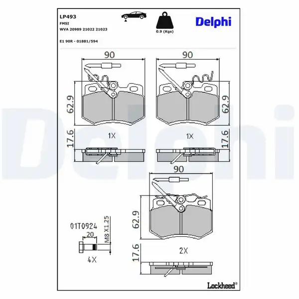 DELPHI LP493 | Fren Balata Ön Wva 20989 Psa C6 205 84 00