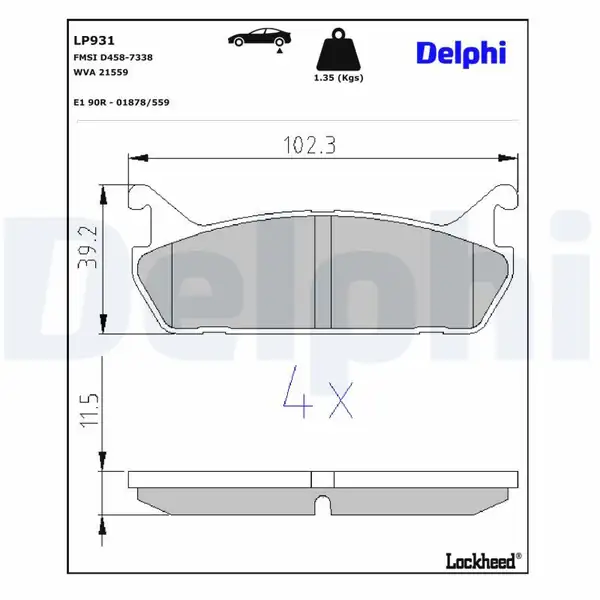 DELPHI LP931 | Disk Balata Arka Daihatsu Applause Mazda 323 Mx5 Suzuki Baleno 01 89 1 Adet