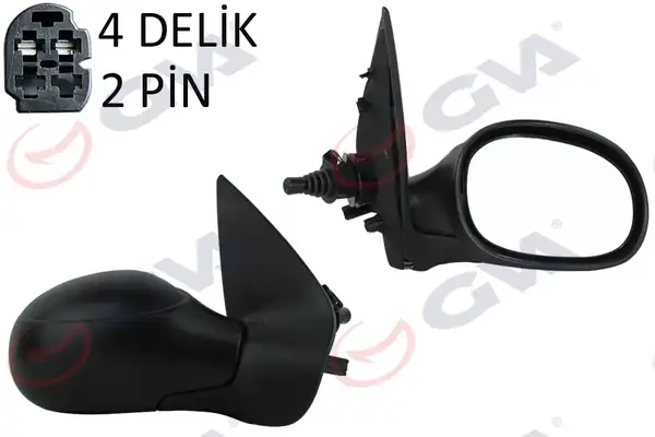 GVA 1043202 | Dış Dikiz Aynası Sağ 206 98 Mekanik Isıtmalı Sensörlü Konveks 2 Fiş Vm 206hsr