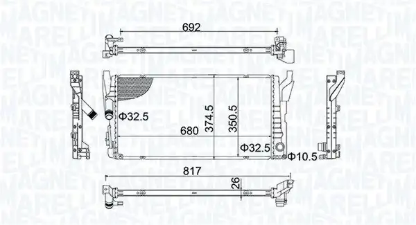 MAGNETI MARELLI 350213202800 | Su Radyatörü F45 F46 X1 F48 X2 F39 Mini F54 F55 F56 B36 B38 B46 14