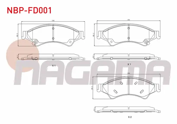 NAGAMA Nbp Fd001 Fren Balata Ön Ikazlı Ford Ranger