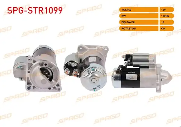 SPAGO SPG-STR1099 | Marş Motoru 12V 1.8Kw 10 Dıs Cw Astra H 04-10-Insignia 08-17-Vectra 04-08 (1.9 2.0 CDTI Araclar İçin)