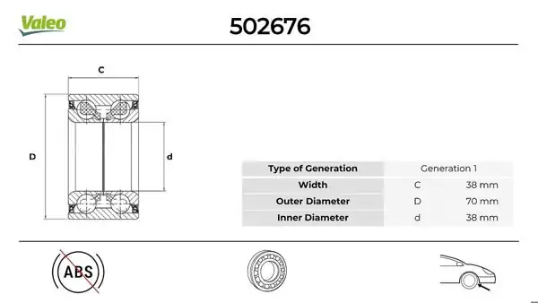 VALEO 502676 | Ön Teker Rulmanı Daihatsu Terios 98 > 05