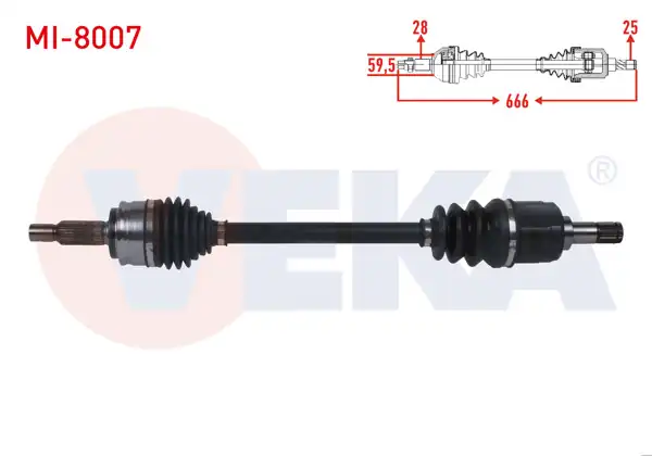 VEKA MI-8007 | Komple Aks Sol Ön Uzunluk 666mm Mitsubishi Lancer VIII 1.5 M-T 2008 -
