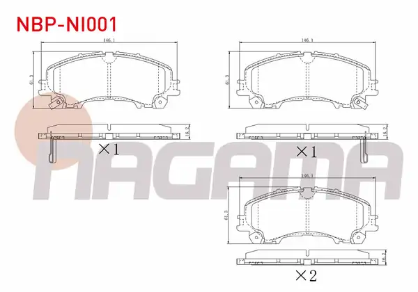 NAGAMA Nbp Ni001 Fren Balata Ön Ikazlı Nissan X Traıl