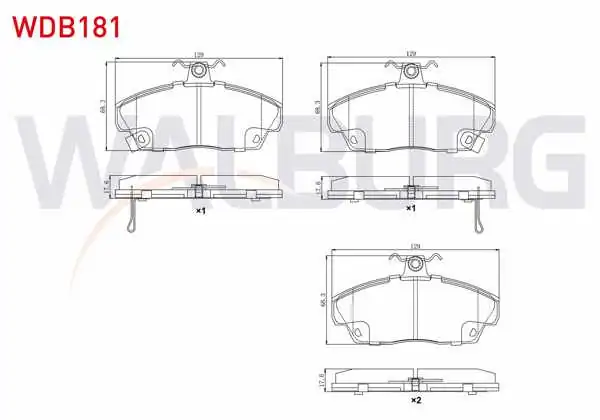 WALBURG WDB181 | Fren Balata Ön Ikazlı Honda Euro Civic 1991-2005 / Rover 214 1995-2000 / 416 1995-2000 / Gaz Gazelle 2012-/ Tata Telcolıne 1999-2007