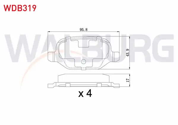 WALBURG WDB319 | Fren Balata Arka Fiat Linea 1 6 Mjt 2007 Linea 1 4 T Jet 2007 Alfa Romeo 147 937 1 6 2001 2010 147 937 1 9 JTD 2001 2010