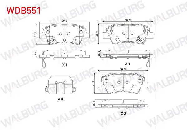 WALBURG WDB551 | Fren Balata Arka Tel Delikli Hyundai Accent