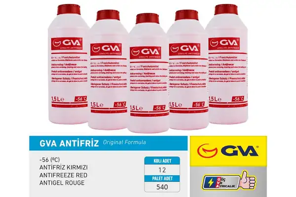 GVA 9930132 | Antifriz 1 5 LT 56 C Kırmızı Long Life Koli 12 Ad Organik 12 Adet