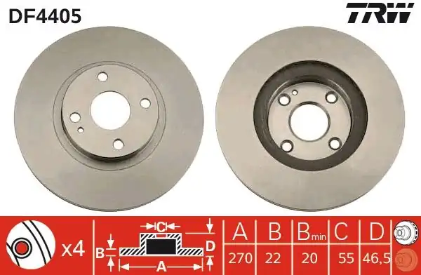 TRW DF4405 | U K Fren Diski Ön Hava Kaalli -Boyalı 4 Bijon 270 mm Mazda Mx 5 II 1 6 16v 98 05