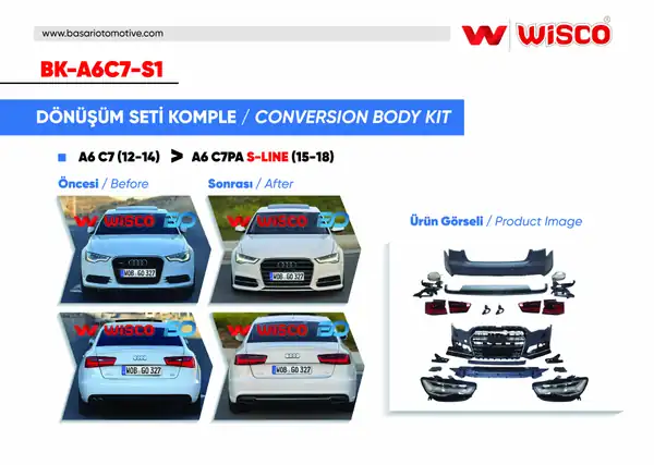 Wisco BK A6c7 S1 Tampon Seti Komple Ön Arka Far Ve Stoplu Audi A6 C7pa 15 18 12 14 Arası A6 Sedan İçin Uyumludur