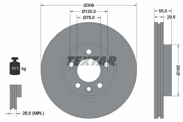 TEXTAR 92279505 | Fren Diski Ön T5 T6 308x29 5 2 Adet