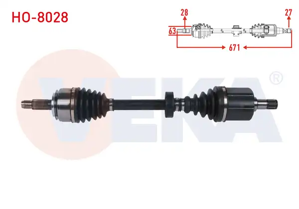 Veka Ho 8028 Komple Aks Sol Ön Uzunluk 671mm Honda Civic X Fc 1 5 Vtec 6 M T 2017