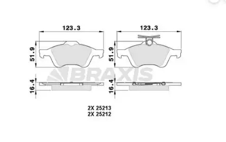 BRAXIS AA0025 | Arka Fren Balatası Laguna II III Vectra C C Max Focus II 04 Focus II C Max 03 07 Connect 1 8tdc