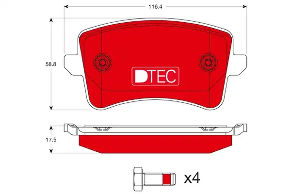 TRW GDB1765DTE | Arka Fren Balatası Disk 330 22 Audi A4 08 16 A5 08 17 Q5 09 17