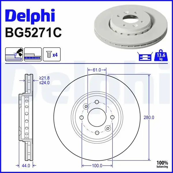 DELPHI BG5271C | Fren Diski Ön Clio III Megane I-II Kangoo Laguna