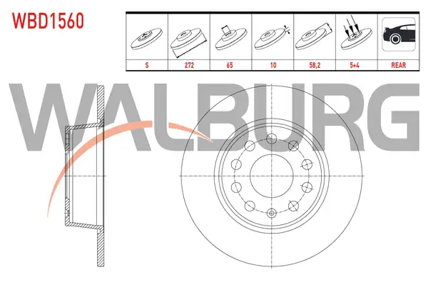 WALBURG WBD1560 | Fren Diski Arka Düz 5 Bjn 272x10x65x58 2 T Roc 2 Adet