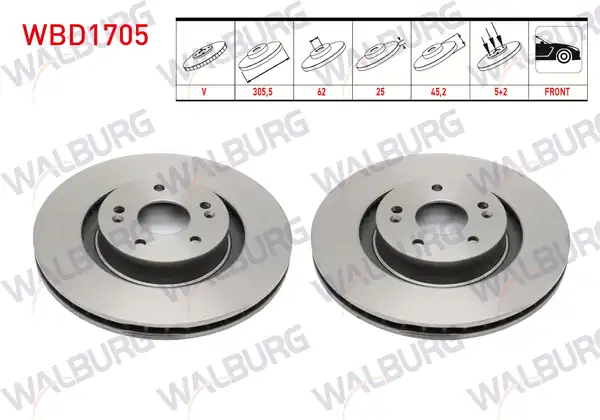 WALBURG WBD1705 | Fren Diski Ön Chery Tıggo 7 Pro 2020