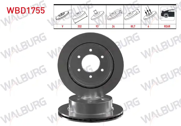 WALBURG WBD1755 | Fren Diski Arka Volkswagen Amarok 2023 2 Adet