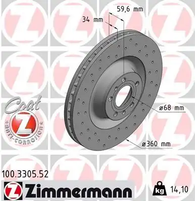 ZIMMERMANN 100.3305.52 | Fren Diski Ön Sport | 2 Adet