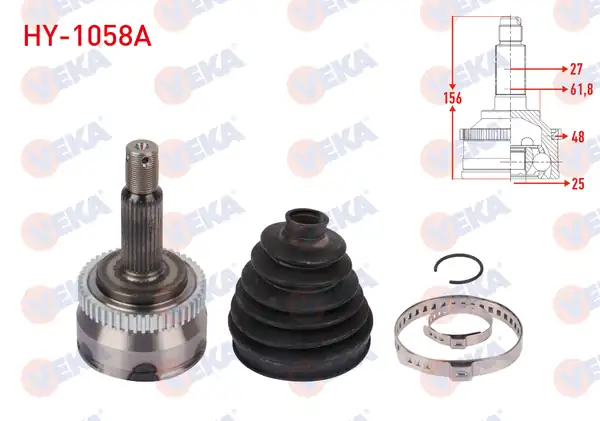 Veka Hy_ 1058a Aks Kafası Sol Sağ Ön Dış ABS li 48 Dış Uzunluk 156mm Hyundai Tucson Jm 2 0 CRDI A T 2004 2010