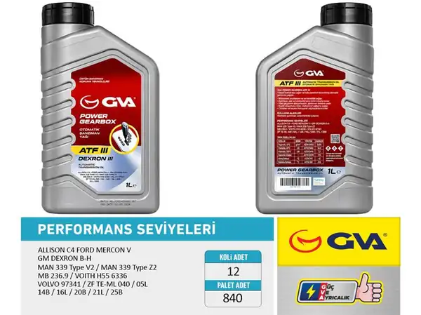 GVA 9921730 | Otomatik Şanzıman Yağı ATF III 1 LT Platinum Dexron III Kırmızı 12 Adet