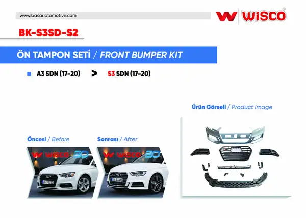Wisco BK S3sd S2 Tampon Seti Ön Audi A3 S3 17 20 17 20 Arası A3 Sedan İçin Uyumludur