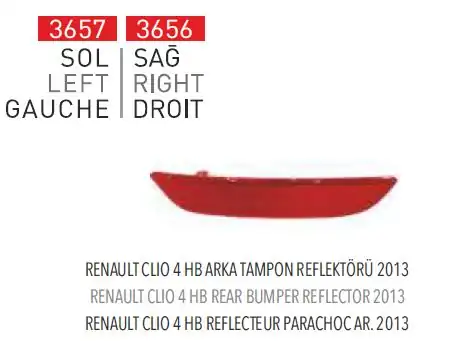 PLEKSAN 3656 | Arka Tampon Reflektörü Sağ Clio IV HB 2013