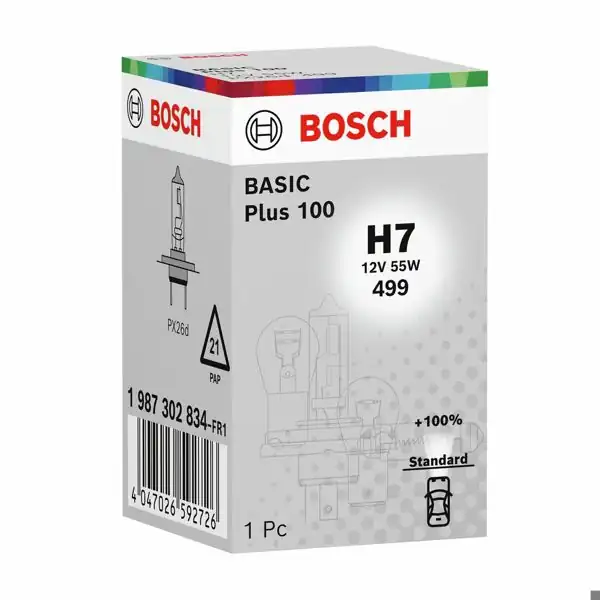 BOSCH 1 987 302 834 | Ampül-Eco Plus 100-H7-12 V-55 W-Px26d | 1 Adet