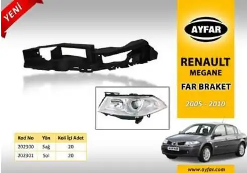 Renault Megane 2 2004-2009 Far Alt Ayağı Sol Mercekli Far Tipi Yerli Ürün