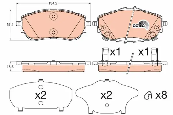 TRW GDB3598 | Ön Fren Balatası Toyota Corolla (2013–2019) / Auris (2012→) 1.33 – 1.6 Benzinli / 1.4 D-4D Dizel