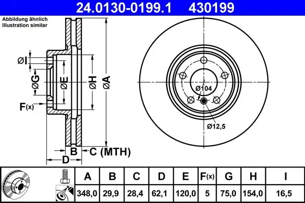 ATE 240130 01991 Fren Diski Ön 348mm Bmw X5 E70 X6 E71