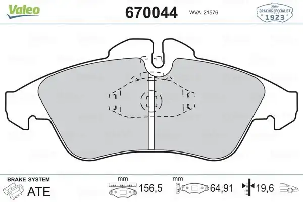 Valeo 670044 Fren Balata Ön Mercedes Vito V Class 638 Sprinter 97 06 VW LT 28 35 96 06