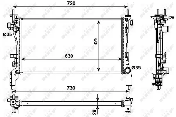 NRF 53982 | Motor Su Radyatörü Bipper Nemo Dv4td Fiorino 1 3 JTD Multijet 2008