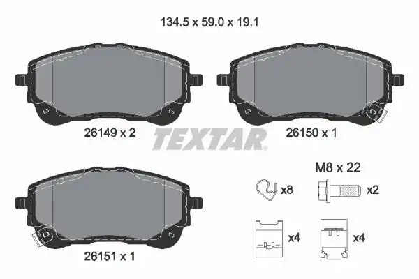 TEXTAR 2614901 | Fren Balatası Ön Toyota Corolla E21 1 6 Vvt-I 1 8 Vvt-I Hybrid 19 862986