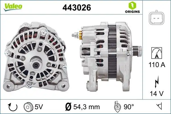 Valeo 443026 Alternatör 12 V Kasnaklı 110a Renault Clio 1 5 dCi 03 Kangoo 1 5 dCi 03 Megane 1 5 dCi 03 5 4