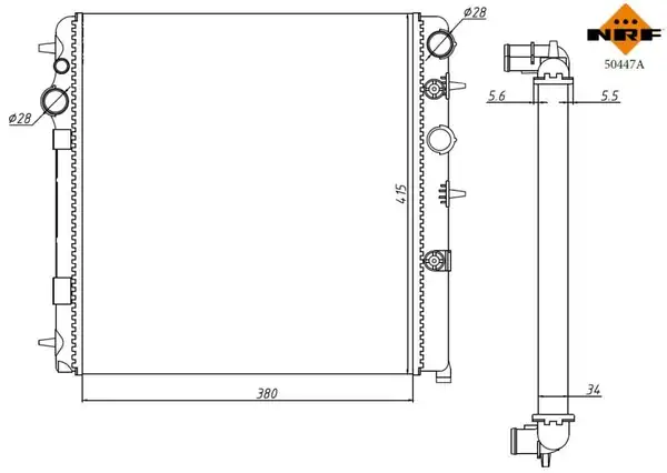 NRF 50447A | Motor Su Radyatörü P1007 C2 C3 C3 II Dv4td 1 4 Hdi 8v C3 II 1 6 Hdi C3 1 4hdi 16v 06 10