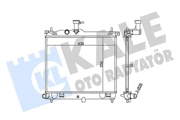 Kale Radyatör 358300 Su Radyatörü Brazing Hyundai İ10 1 1 CRDI 08 13 M-T Ac Nac 350 438x16