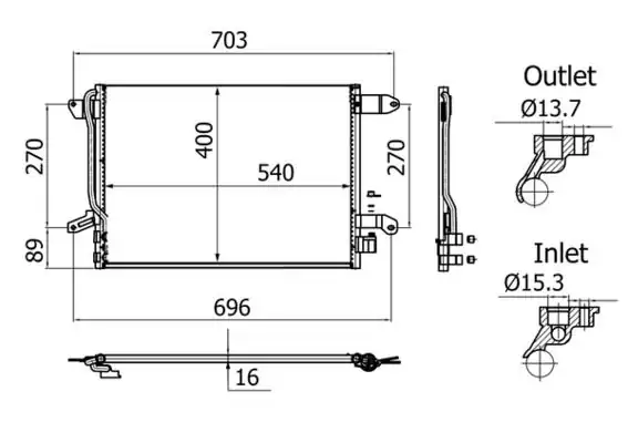 MAHLE AC864001S | Klima Radyatörü Hortum Bağlantısı VW Jetta 11 15