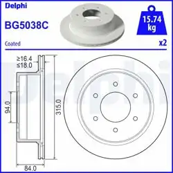 DELPHI BG5038C | Fren Diski (Çiftli Paket)-Boyalı, Deliksiz