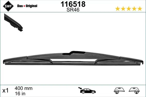 Valeo 116518 Swf X1 Arka Silecek 400mm Citroen Jumpy Ford Grand C Max Volvo C30