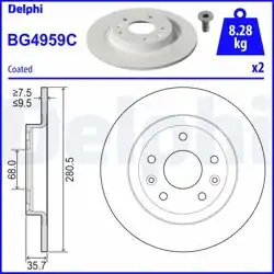 DELPHI BG4959C | Fren Diski (Çiftli Paket)-Boyalı, Deliksiz