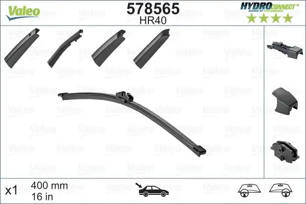 Valeo 578565 Arka Silecek Süpürgesi Muz Tip 400mm Hr40 Hydroconnect X1